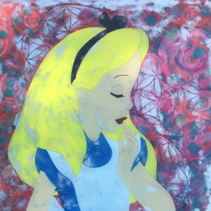 Self Portrait Painted Mirror Art Alice in Wonderland