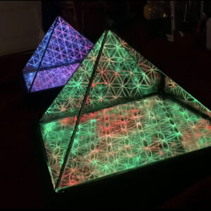 Pyramid Infinity Mirror Art Sculpture Ascension Set of 2